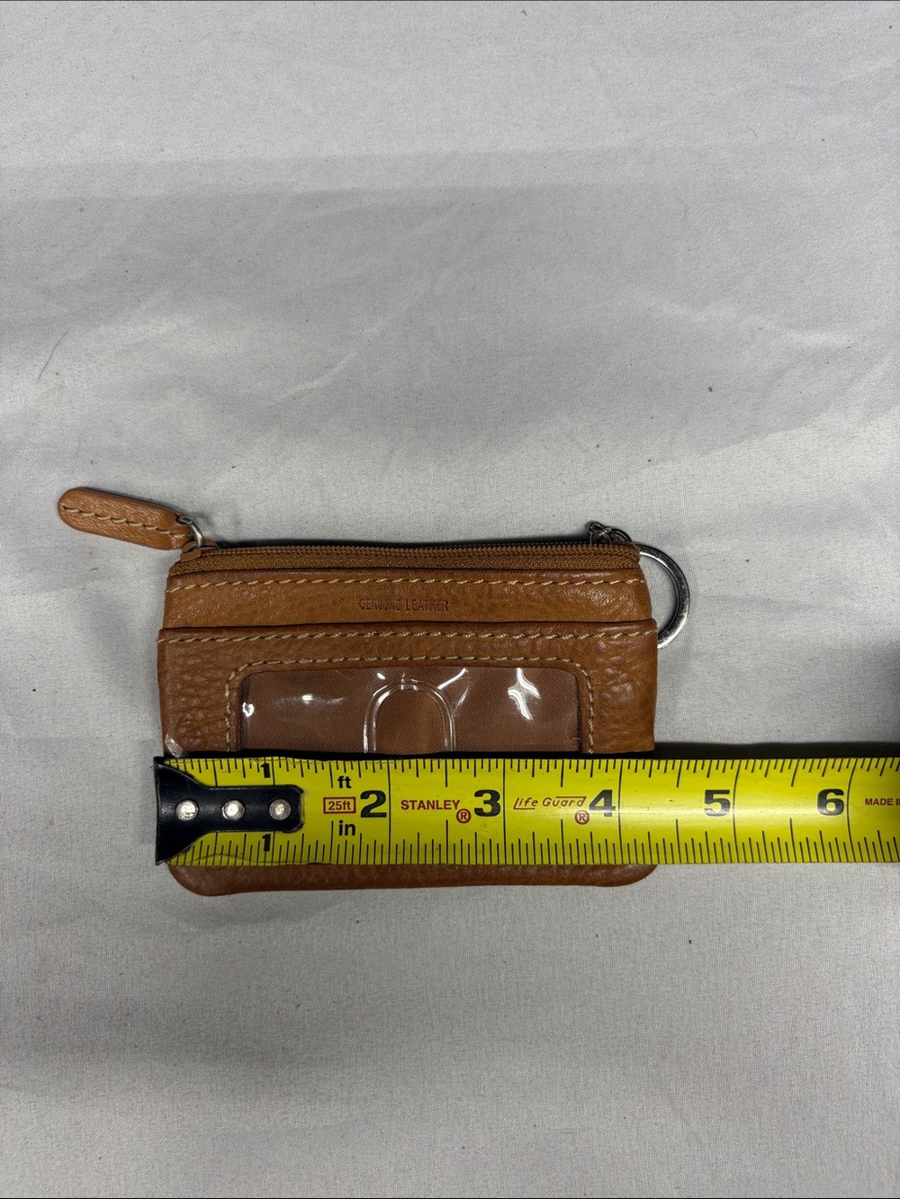 Fossil Cognac Leather Zip Card Wallet with Keyring - Picture 3 of 4